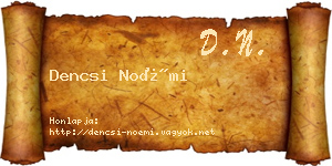 Dencsi Noémi névjegykártya