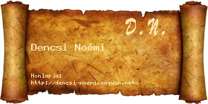 Dencsi Noémi névjegykártya